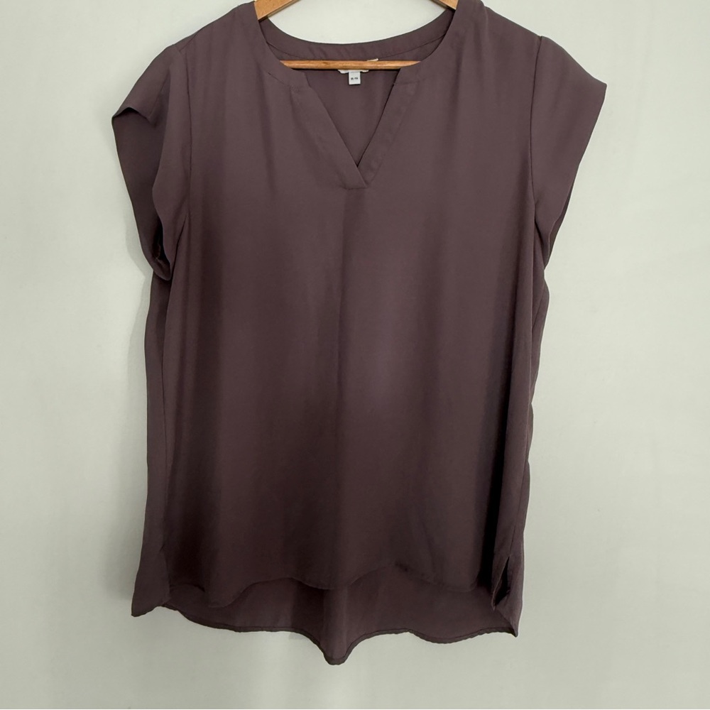 Reitman's Essentials Women Plum V Neck Cap Sleeves Pullover Blouse Size XL